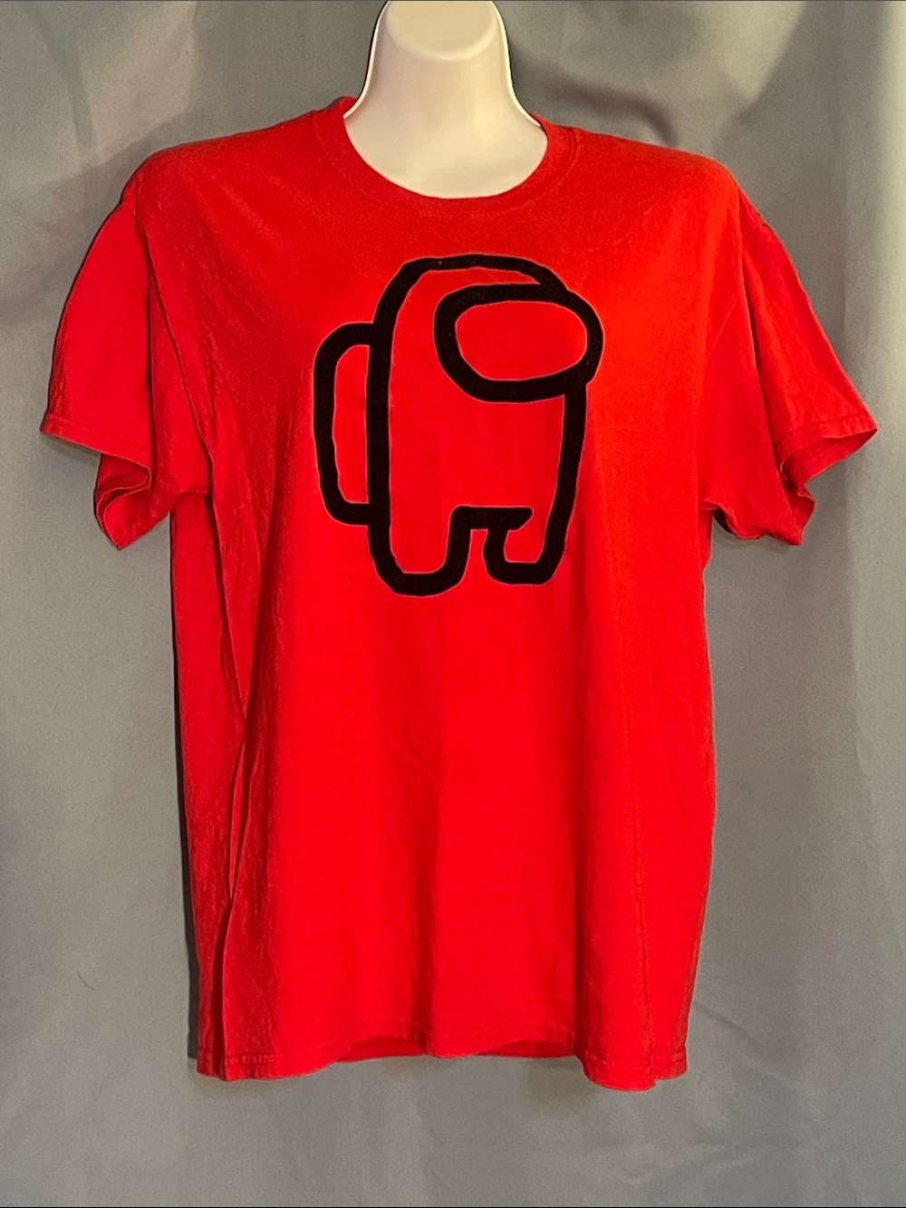 Gildan Red Short Sleeve Tee with Black Game Character Graphic